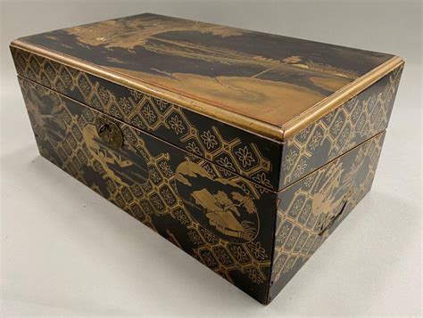 Japanese Gilt Lacquer Writing Desk & Poem Box 